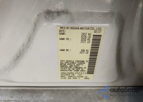 2017 Nissan Altima 2.5 S from USA, damaged, VIN 1N4AL3AP0HC207223